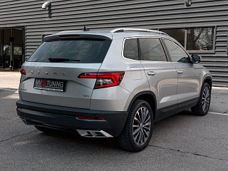 SILVER. Имитация насадок глушителя(выхлопа) крашенные для Skoda Karoq 2017 - 2021