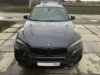 Накладки на капот (жабры) BMW X6 в кузове F16 Крашенные в Черный Глянец