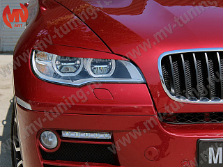 Реснички на фары(для LED оптики) var №2 BMW X6 E71 (2008-2014) + УСТАНОВОЧНЫЙ КОМПЛЕКТ
