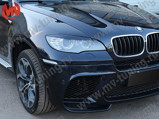 Реснички на фары(не для LED оптики) var №1 BMW X6 E71 (2008-2014) + УСТАНОВОЧНЫЙ КОМПЛЕКТ